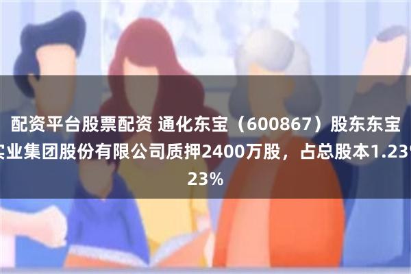 配资平台股票配资 通化东宝（600867）股东东宝实业集团股份有限公司质押2400万股，占总股本1.23%