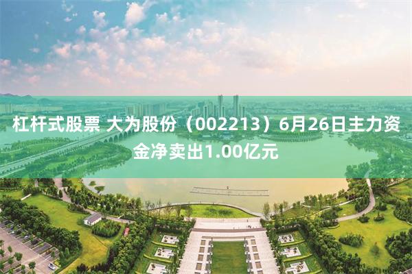 杠杆式股票 大为股份（002213）6月26日主力资金净卖出1.00亿元
