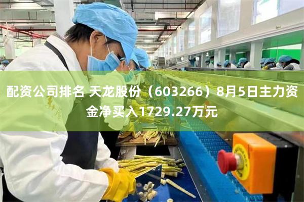 配资公司排名 天龙股份（603266）8月5日主力资金净买入1729.27万元