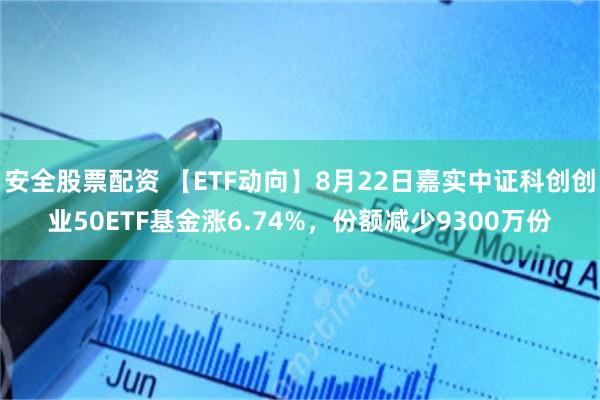 安全股票配资 【ETF动向】8月22日嘉实中证科创创业50ETF基金涨6.74%，份额减少9300万份