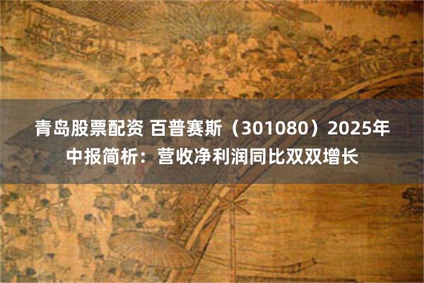 青岛股票配资 百普赛斯（301080）2025年中报简析：营收净利润同比双双增长