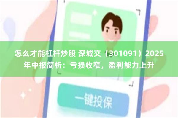 怎么才能杠杆炒股 深城交（301091）2025年中报简析：亏损收窄，盈利能力上升