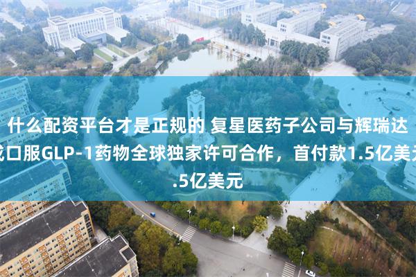 什么配资平台才是正规的 复星医药子公司与辉瑞达成口服GLP-1药物全球独家许可合作，首付款1.5亿美元