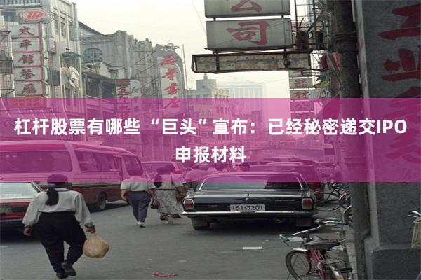 杠杆股票有哪些 “巨头”宣布：已经秘密递交IPO申报材料