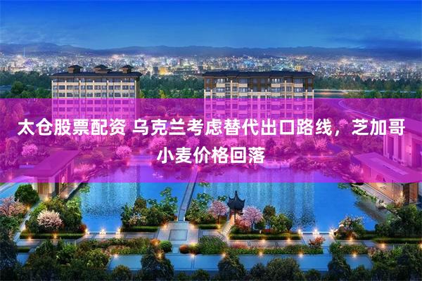 太仓股票配资 乌克兰考虑替代出口路线，芝加哥小麦价格回落