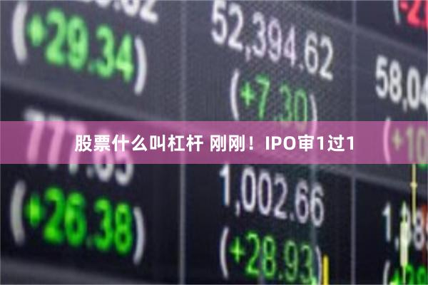 股票什么叫杠杆 刚刚！IPO审1过1