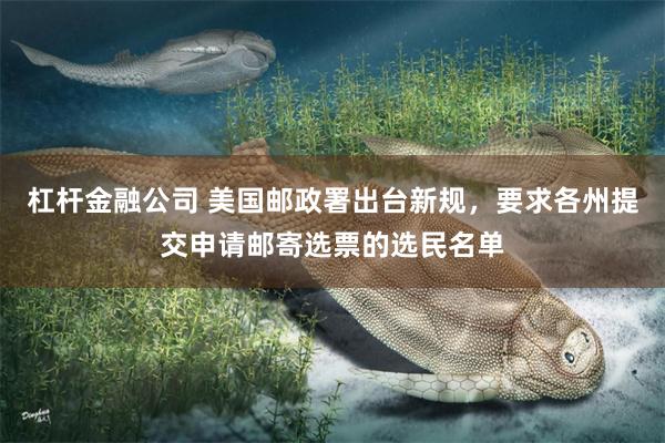 杠杆金融公司 美国邮政署出台新规，要求各州提交申请邮寄选票的选民名单