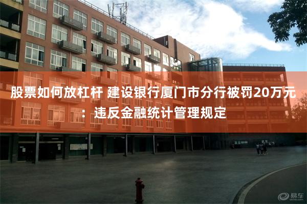 股票如何放杠杆 建设银行厦门市分行被罚20万元：违反金融统计管理规定