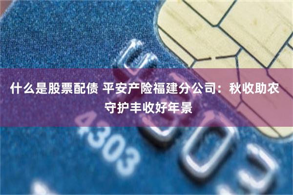 什么是股票配债 平安产险福建分公司：秋收助农  守护丰收好年景